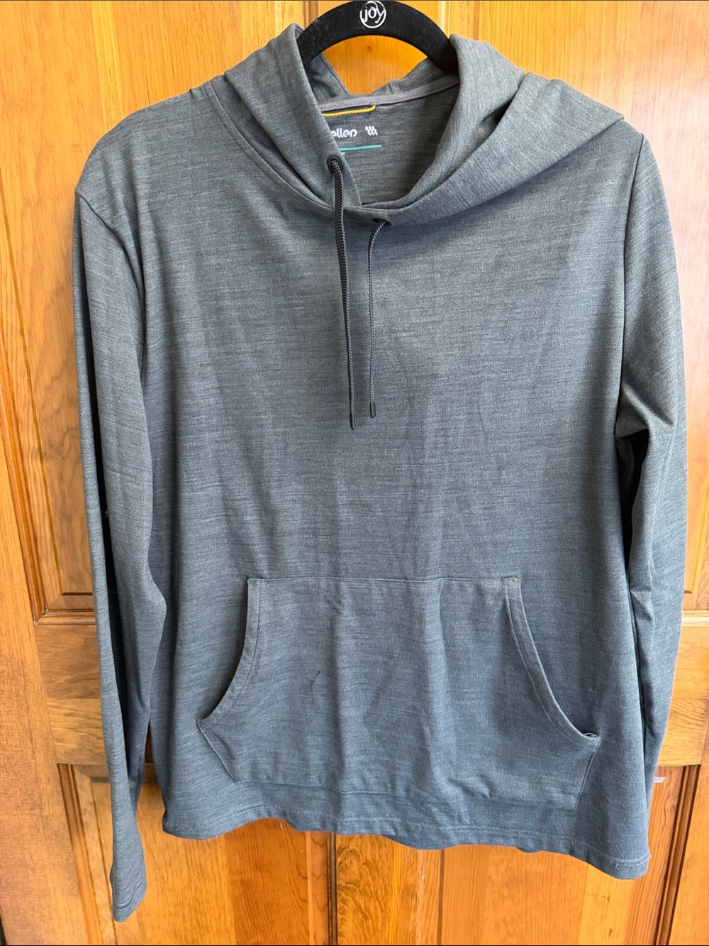 Wellen by Huckberry Men's Large Charcoal Heather Hooded Sweatshirt with Pocket